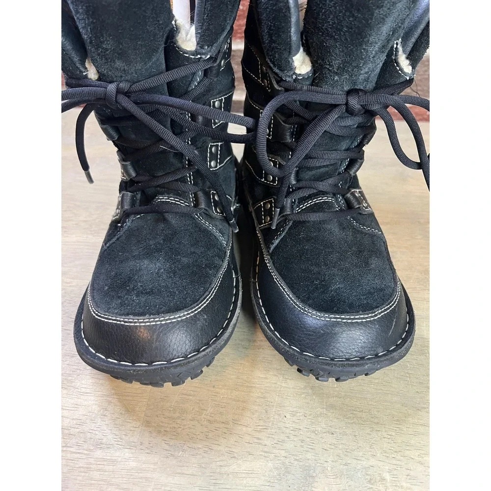 Sorel Kaya Waterproof Winter Snow Boots‎ Womens Size 6 Black Insulated Fur Trim